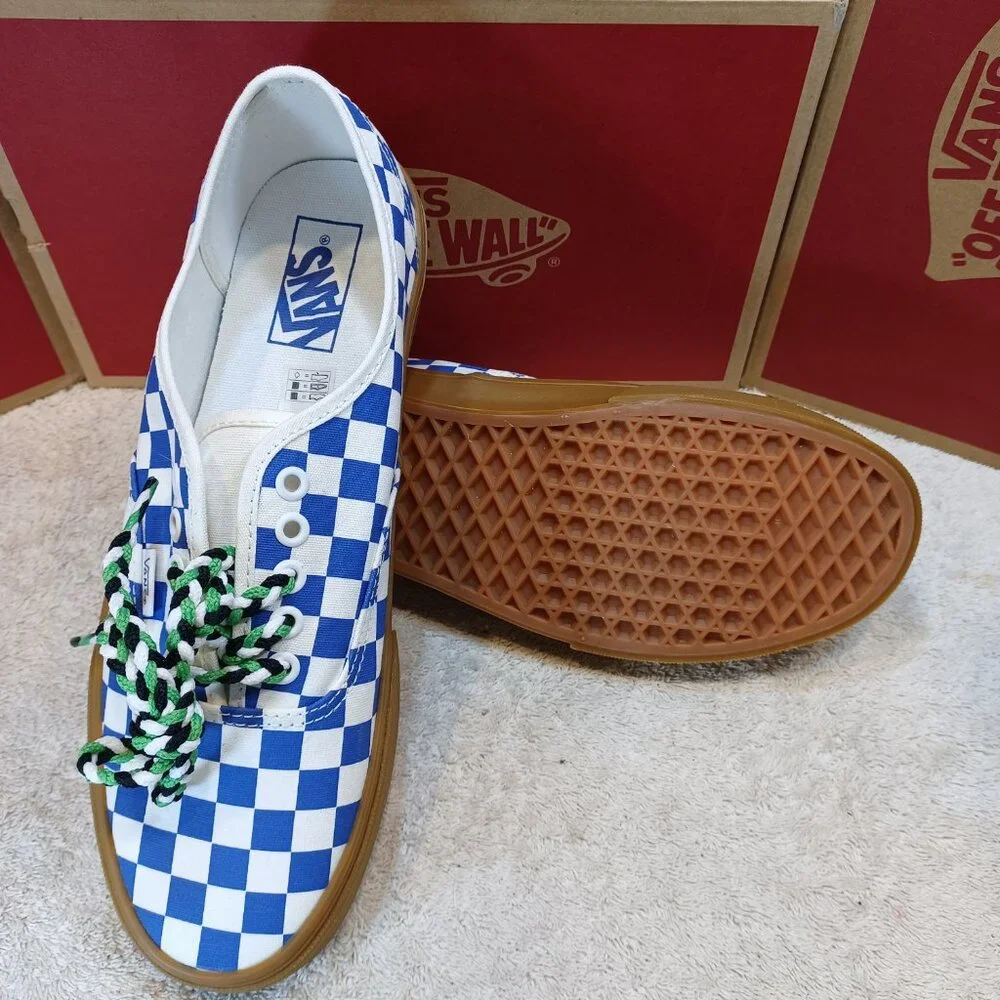 Vans Men's 8/Women's 9.5 Authentic Blue/Gum Checkerboard VN0009PVY6Z